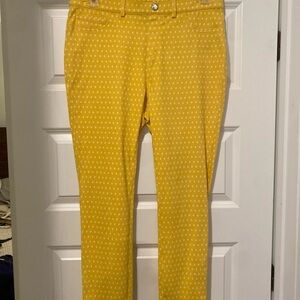 Rafaella Yellow White Diamond Print Ankle Pants Sz 14 Comfort Fit!